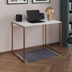 Escrivaninha Industrial Office Branca 120x53 Grécia Base Cobre