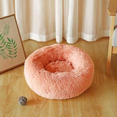 KAIJIE Cama para cães, cama calmante para gatos, travesseiro de pelúcia sintética, cama redonda de pelúcia para cães e gatos grandes, médios e pequenos, diâmetro circular de 80 cm
