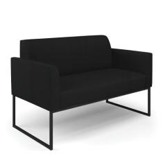 Sofá Namoradeira Base Industrial Preto Marisa Linho - DRossi, A79 Pret