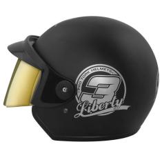 Capacete Moto Aberto Pro Tork Liberty 3 Viseira Dourada, PRETO FOSCO, 