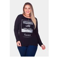 Blusa Feminina Manga Longa em Malha Visco Estampada