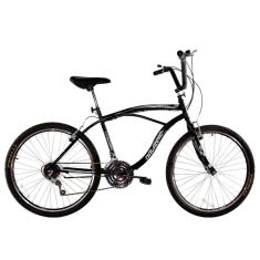 Bicicleta Masculina Aro 26 com 18 marchas Beach Preto