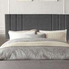 Painel Estofada Grécia 140cm Casal Para Cama Box Quarto Linho Cinza - Gat Magazine