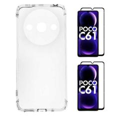 Capa Capinha Veludo + 2 Películas Vidro 3D Xiaomi Poco C61 - DB, Trans