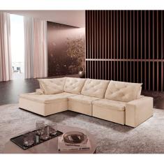 Sofá Hércules Linho 2 Módulos 100cm B25cm+Chaise 130cm Meu Sofá Online