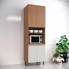 Paneleiro Duplo Com Torre Quente 1 Forno 4 Portas 715mm Yasmin Espresso Móveis Nature-areia Hp