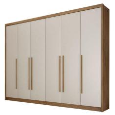 Guarda Roupa Casal Bragança 6 Portas 6 Gavetas MDF Cumaru 25 Fendi Móveis Novo Horizonte