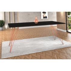 Mesa De Jantar Trama Base Cobre Com Tampo Preto 140 X 80 - New Green - Preto