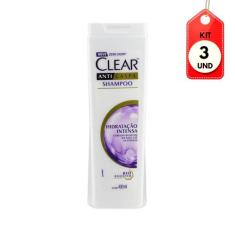 Kit C/03 Clear Anticaspa Hidratação Intensa Shampoo 400ml