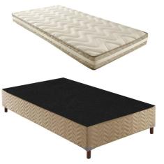 Box Solteiro Florença 42x88x188cm com Colchão Solteiro Unique D33 Plus Duoface 16x88x188cm Rustico Bege