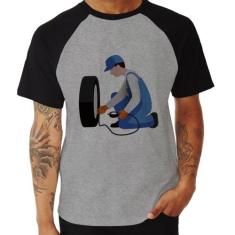 Camiseta Raglan Borracharia - Foca na Moda, Cinza, Preto, GGG