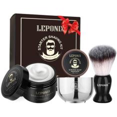 Kit de Barbear Leponix para Homens - Com Sabonete, Escova e Creme