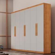 Guarda Roupa Casal Hera 6 Portas MDF Rufato - Naturalle/Off White
