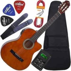Kit Violão Eletroacústico Flat Tampo Linden Sf14 Nt Giannini