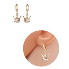 Brinco Infantil Coroa Rainha Folheado Ouro 18k Antialérgico - MIXFOLHE