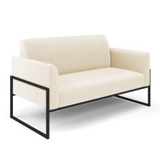 Sofá Namoradeira Base Industrial Alta Preto Marisa Veludo Bege D03 - D\'rossi