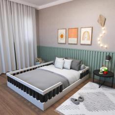 Cama Infantil Montessoriana Casal Sol Yescasa Branco/Preto