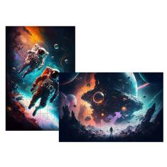 Kit 2 Quebra-cabeças Cognitivos Arte Espacial de 90 peças