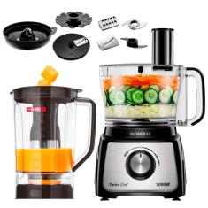 Multiprocessador de Alimentos Mondial Turbo Chef 9 em 1 MPN-01-BF 2 Velocidades + Pulsar 1000 W