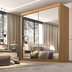 Guarda Roupa Casal 2 Portas com Espelho 6 Gavetas 100% Mdf California Cinamomo