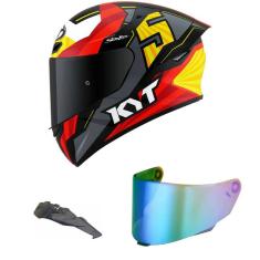 Capacete KYT TT Course Jaume Masia Flux Vermelho Mais Viseira Camaleão e Spoiler Fumê