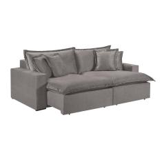 Sofá 2 Lugares Retrátil Com Encosto Fixo Linho M-145 Martins Cinza