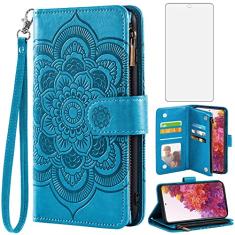 Asuwish Compatível com Samsung Galaxy S20 FE Gaxaly S 20 FE 5G UW 16.5 cm capa carteira protetora de vidro temperado flip porta-cartão capa para celular para Glaxay S20FE5G S20FE 20S Fan Edition 4G G5