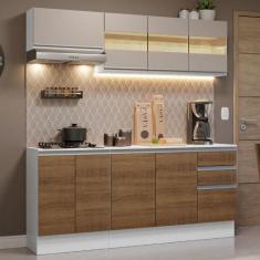 Armário de Cozinha Compacta 100% MDF 180 cm Smart Madesa 01, Branco/Ru