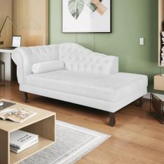 Recamier Diana 140cm Lado Direito Suede Branco - Doce Sonho Móveis