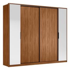 Guarda Roupa Casal 4 Portas Com Espelho E 4 Gavetas Laredo Nogueira nude Prime Tx