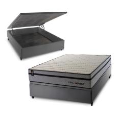 Conjunto Box Baú Cinza Preston Cinza 138x188x78 c/ Molas Ensacadas