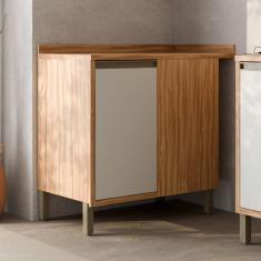 Balcão De Cozinha Canto Reto Com 1 Porta E Tampo 100% Mdf Barbados Espresso Móveis Amêndoa-off White