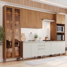 Cozinha Completa 8 Peças Com Cristaleira Yasmin Espresso Móveis Nature-areia