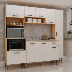 Cozinha Modulada Alta 4 Peças 100% Mdf Freijó Branco