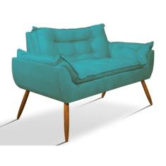 Sofá Opala Namoradeira para Sala – Balaqui Decor Cor:azul Turquesa