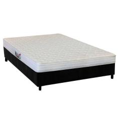 Cama Box Casal: Colchão Ortopédico Herval Ag65 Frontier + Base Crc Suede Black(138x188)