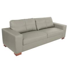 Sofá 3 Lugares Pés Madeira Kenny 240cm Couro Avelã