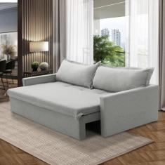 Sofá Sem Caixa Retrátil e Reclinável 2,00m com Molas Kiara Linho Cinza