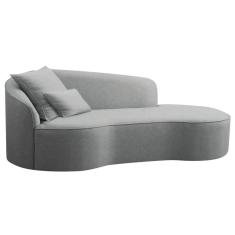 Divã Recamier Curvo Sala De Estar Recepção Inglaterra 150cm Lado Direito Bouclé Adj Decor Cinza