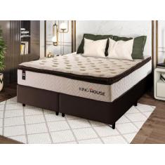 Conjunto Cama Box c/ Molas Ensacadas Quartzo Marrom Queen 158x198x71 -
