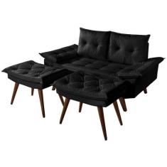Sofa Bariloche 2 Lugares Duas Banquetas Material Sintético - Essencial