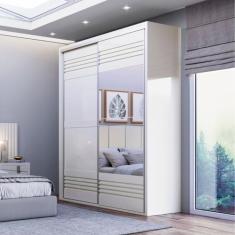 Guarda-Roupa Solteiro com Espelho 178x238cm Off White Dalla Costa