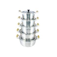 Jogo Caçarolas Alumínio Fundido Polida Alça Madeira 16 a 24 - DIVIFORT