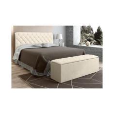 Cabeceira Cama Box Casal Queen 160cm com Calçadeira Baú Paris Veludo B