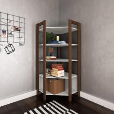Estante para Livros de Canto Multiuso - Tecno Mobili, Branco e Nogal