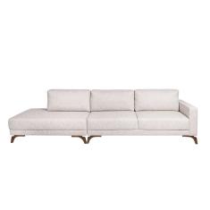 Sofá 6 Lugares Henry com Chaise Esquerdo Veludo Bege