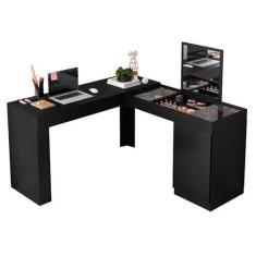 Escrivaninha de Canto com Penteadeira Star Preto Fosco - Mobler, Preto