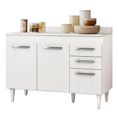 Balcão Gabinete Para Pia 120cm Com Tampo 3 Portas 2 Gavetas