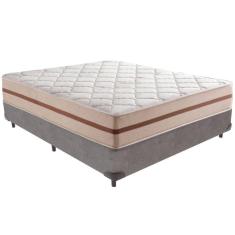 Cama Box Cinza E Colchão Classic 26 Cm Molas Ensacadas Casal