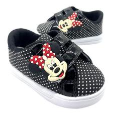 Tênis Sapatinho Infantil Miney Com Bolinhas Preto Para Bebê, 21